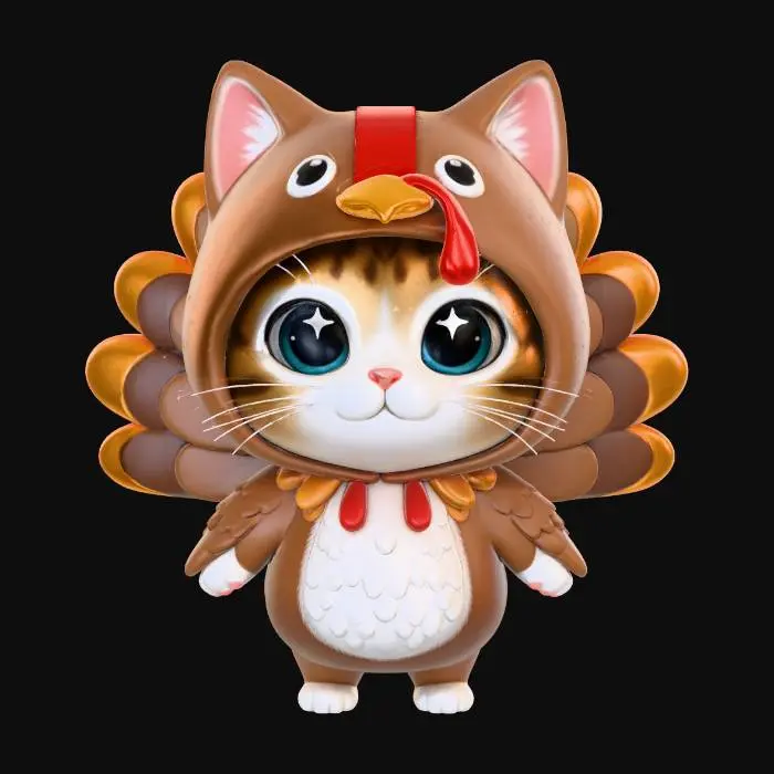 3D model for Feline Feathers Fantasy, #Thanksgiving#