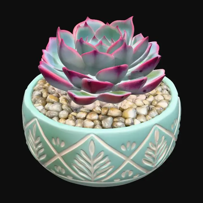 3D model for Azure Rosette Succulent in a Teal Pot