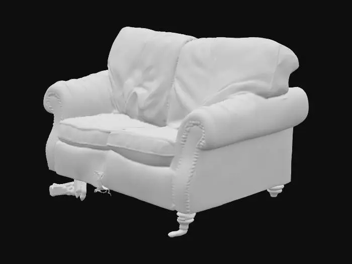 3D model for Trashed leather sofa with claw marks