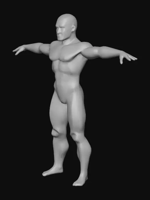 3D model for Un humano hombre esbelto y atlético, con un traje de látex azul cobalto, ceñido al cuerpo, que acentúa su figura. El material presenta un brillo satinado y una textura lisa y elástica, sugiriendo alta resistencia. El diseño es minimalista, con costuras termoselladas apenas visibles, un cuello ergonómico y paneles sutilmente reforzados en articulaciones clave, transmitiendo una sensación de agilidad futurista.