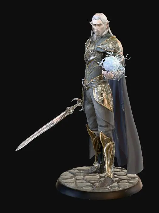 3D model for quiero que le cambies la forma del poder de rayo que tiene en el brazo izquierdo. que sea una especie de rayo concentrado que le recorra toda la mano izquierda. el personaje en si que quede igual con esa pose y la base