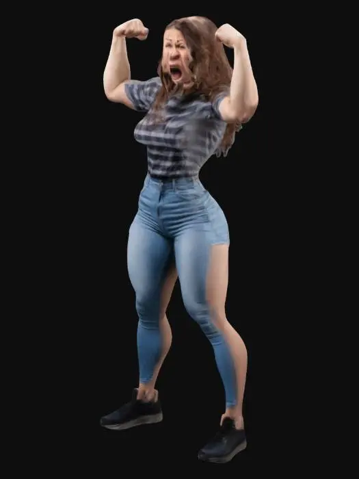 3D model for Strong woman shouting feminism