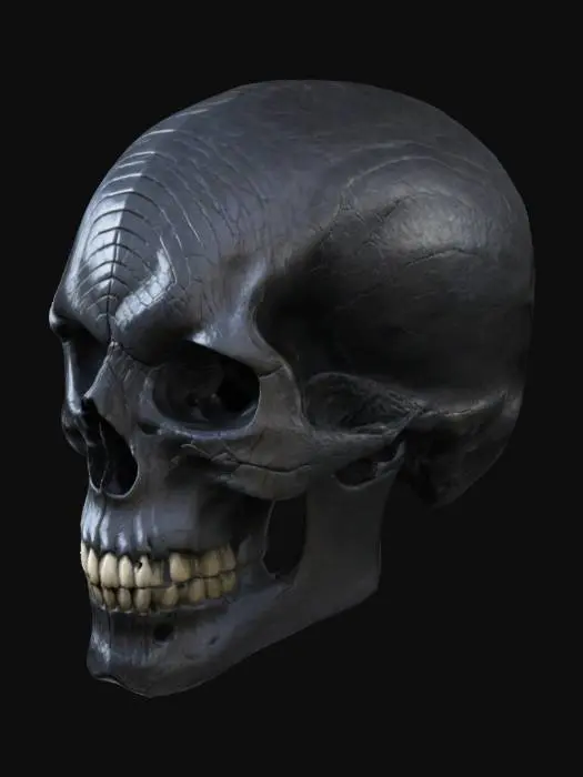 3D model for realistic skull with carved viking ornaments on surfaces

