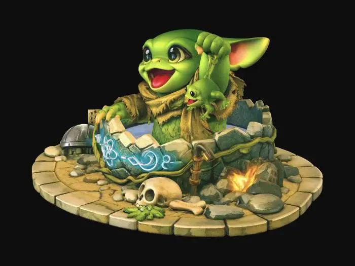 3D model for Grogu the Easter Hatchling with Frog #EasterEgg2026#