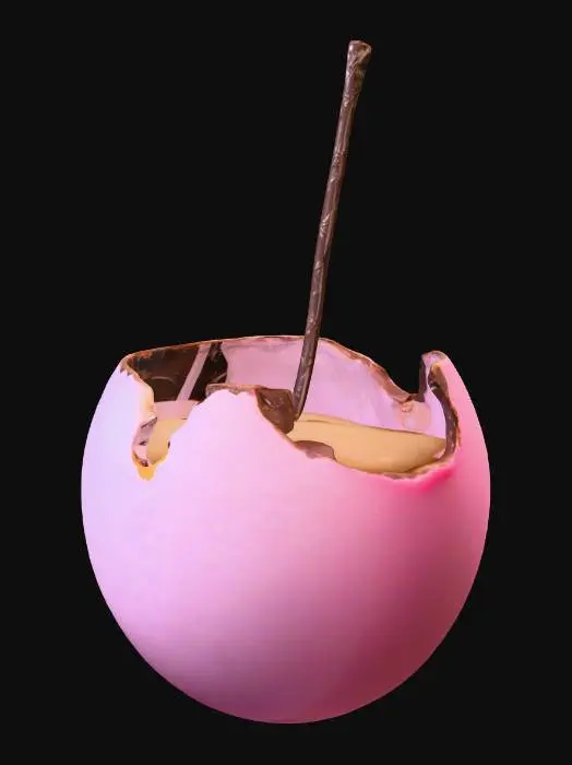 3D model for sadece bi yumurta yap ve üzerinden sanki kahve(içecek) akmış gibi birikintiler olsun ustunde 10000 poly