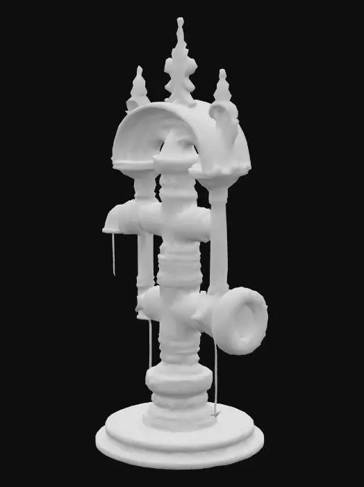 3D model for gothic design water pipe manifold with gothic architectural features