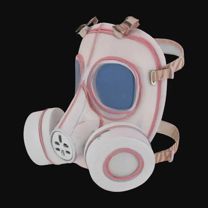 3D model for Simple gas mask with stitched texture and transparent visor.