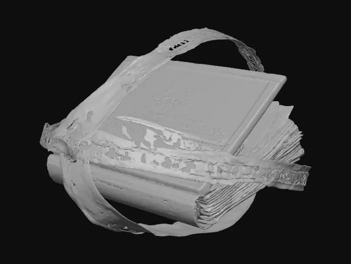 3D model for make me a slightly open book thats floating and with circles of mythic red and black in the air