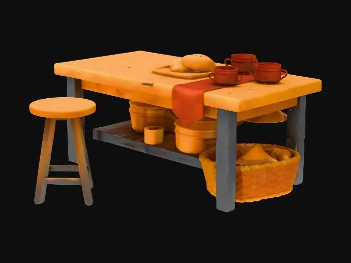 3D model for Rustic Kitchen Table