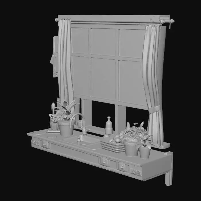 3D model for Sunlit Kitchen Window