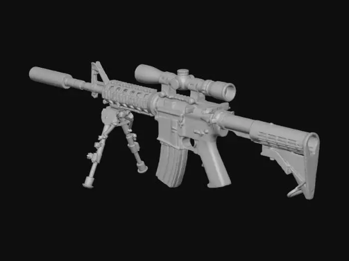 3D model for Rifle with Scope and Bipod