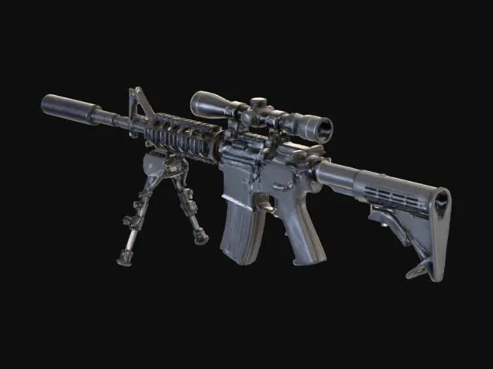 3D model for Rifle with Scope and Bipod