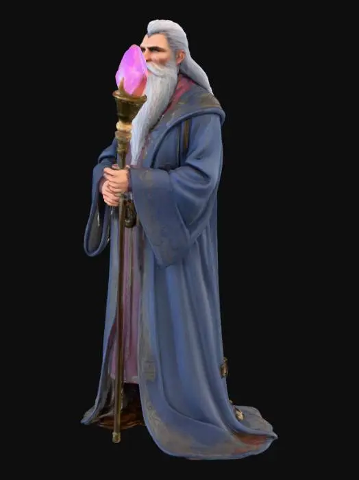 3D model for 请帮我生成阿瓦隆游戏中的梅林角色模型