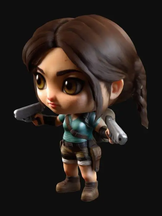 3D model for トゥームレイダーのララクラフト 超精細 超リアル チビキャラ かわいい