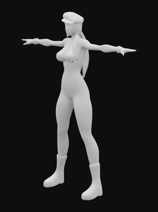 3D model for ストリートファイター　キャミー　超リアル　5本指  Tポーズ