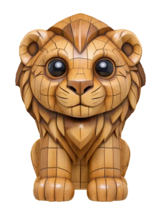 Wooden Lion Majesty 由 cyber_fox 创建 — 使用 Meshy AI 3D 生成器制作,免费下载 FBX OBJ GLB STL