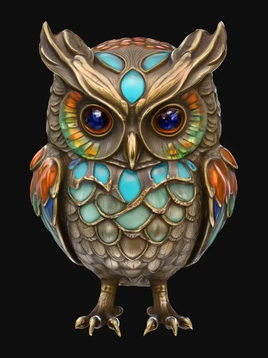 3D model for Wise Owl, Stylised, Highly Detailed, #PBR#