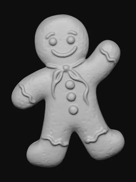 3D model for Make the image of a gingerbread character based on the reference picture, in THE SAME ARTISTIC STYLE, also make the background dark grey, #Christmas2025#