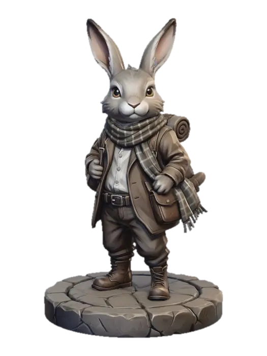 Hiking Hare 3D model, vytvořený pomocí AI