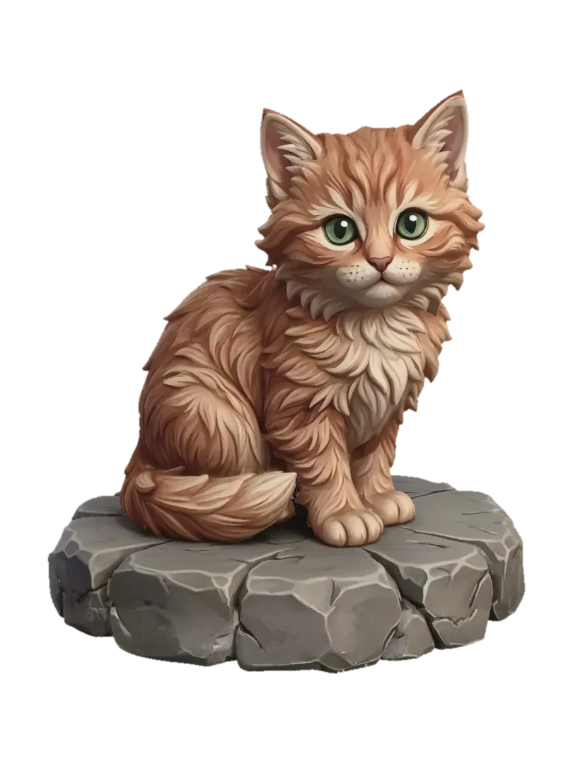 Whiskers on Stone 3D model, vytvořený pomocí AI