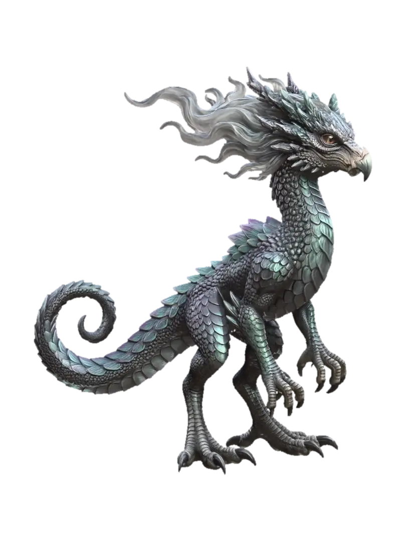 Emerald Tempest Dragon - Serpentine 3D model, vytvořený pomocí AI