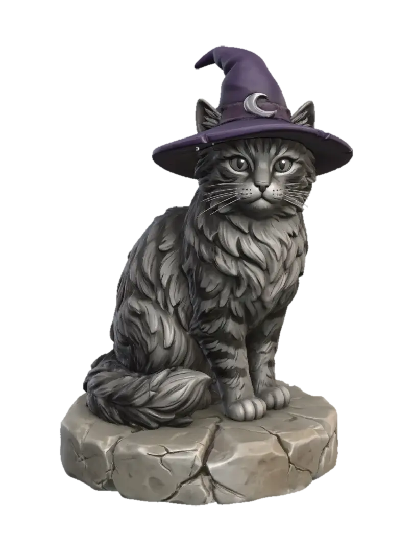 Moonlit Witch Cat - Harry Potter 3D model, AI generated