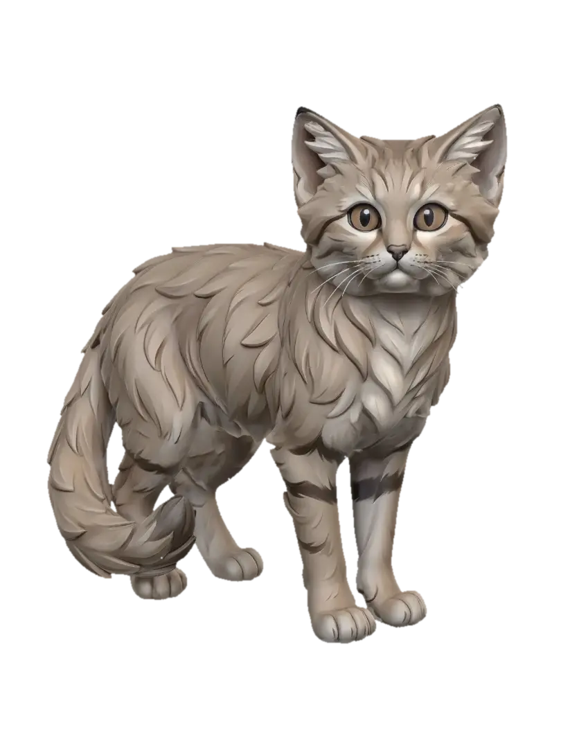 Caramel Whiskers 3D model, vytvořený pomocí AI