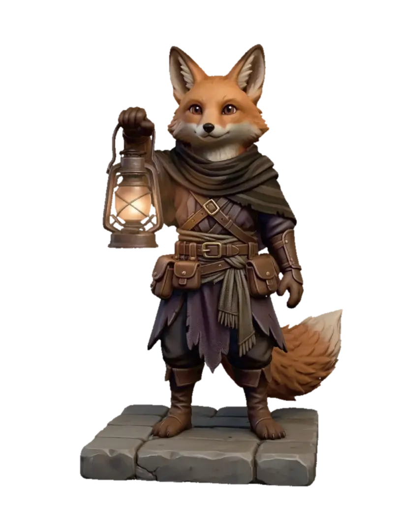 Lantern Fox Ranger model 3D, wygenerowany przez AI