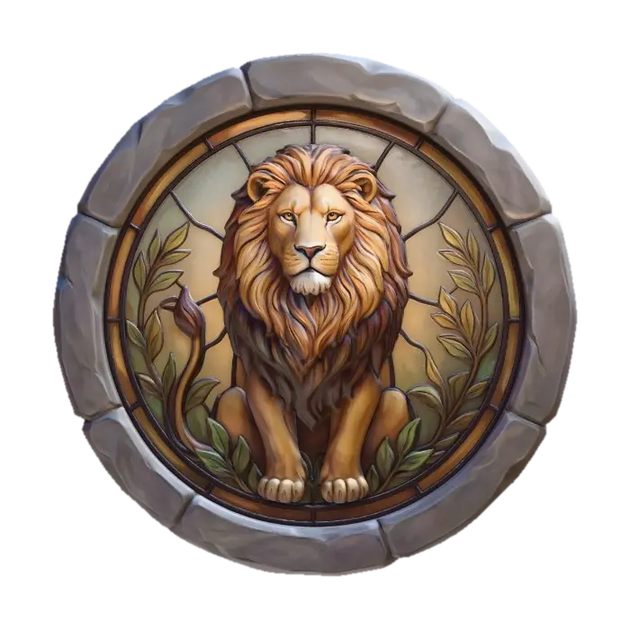 Stained Glass with Lion - Lantern 3D model, vytvořený pomocí AI