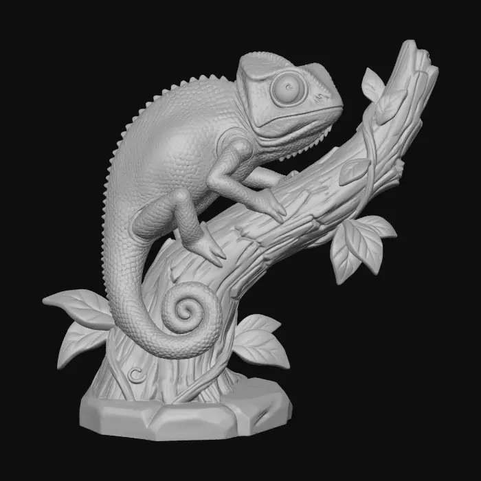 3D model for Emerald Chameleon on a Branch