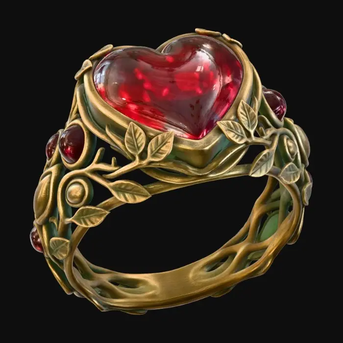 3D model for Amber Heart Vine Ring
