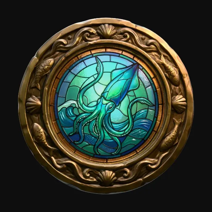3D model for Stained Glass with Squid from the Black Lake