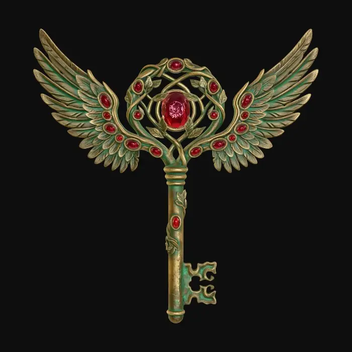 3D model for Winged Key with Rubies