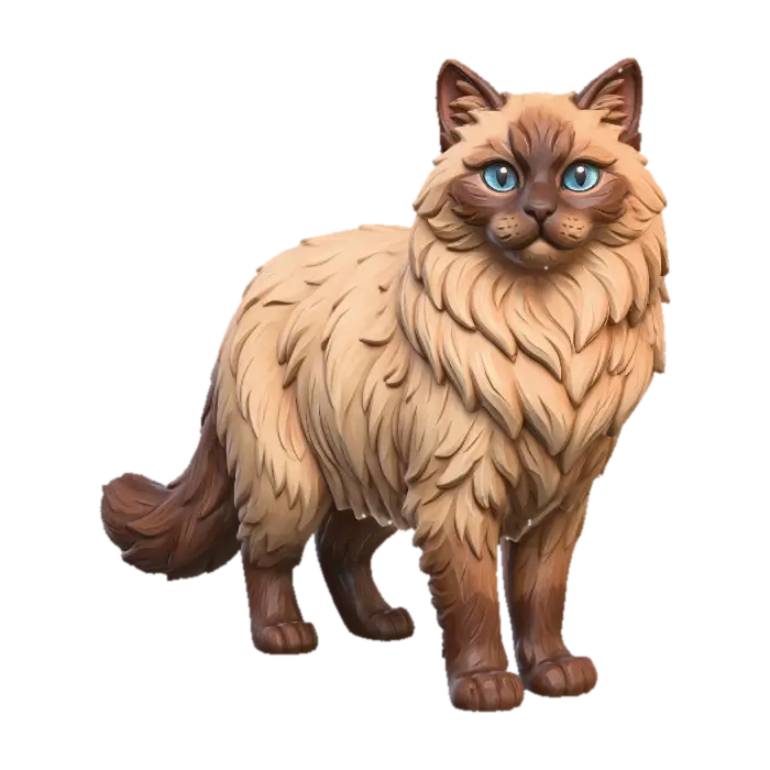 Himalayan Cat - Whiskers 3D model, vytvořený pomocí AI