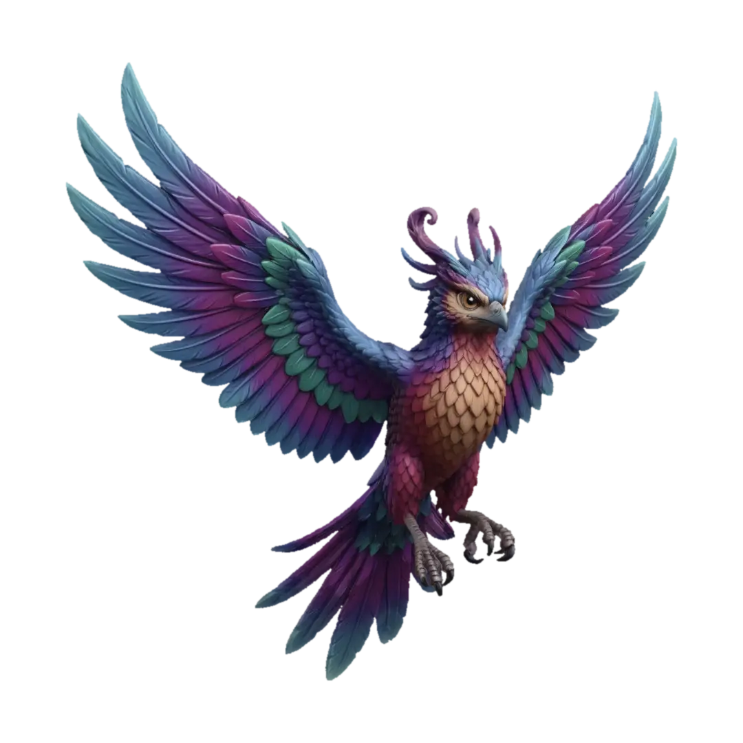 Model 3D Prismatic Phoenix - Bird, dijana oleh AI