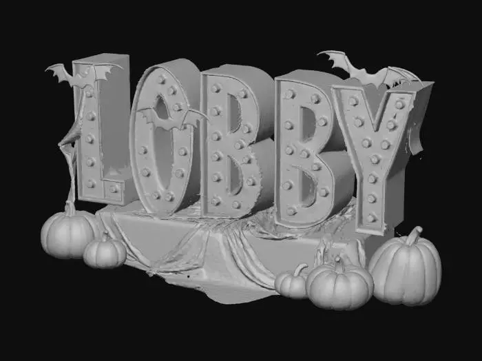 3D model for Un texte avec écrit Lobby. sa doit être stylisé et dans le  style d'Halloween s'il te plait.