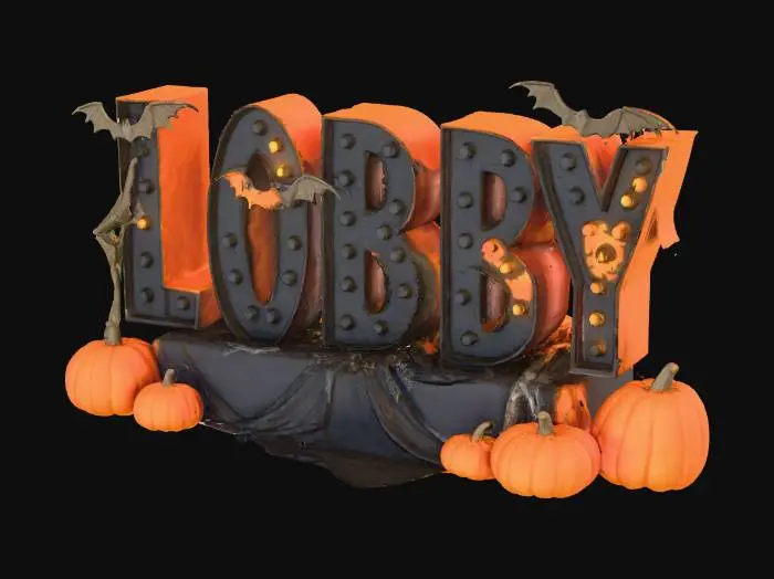 3D model for Un texte avec écrit Lobby. sa doit être stylisé et dans le  style d'Halloween s'il te plait.