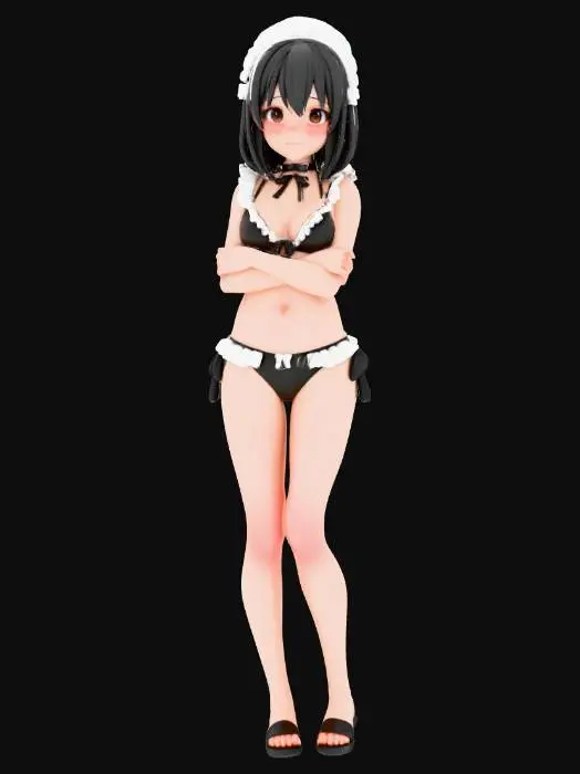 3D model for Maid in Black and White