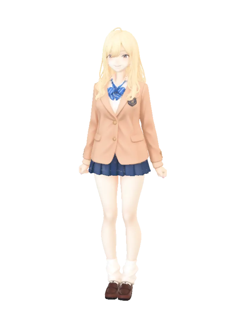 Golden Schoolgirl Figure - 3drender 3D model, vytvořený pomocí AI