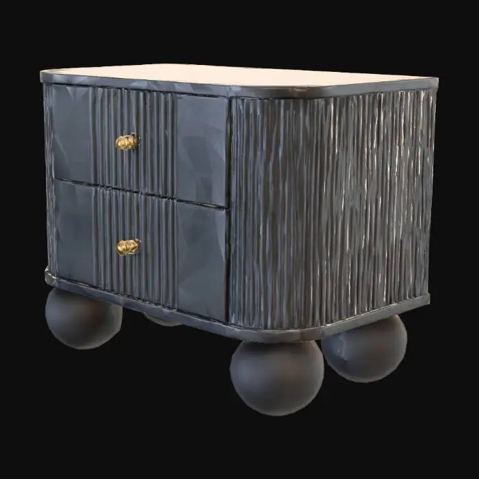 3D model for Black Nightstand with Spherical Legs