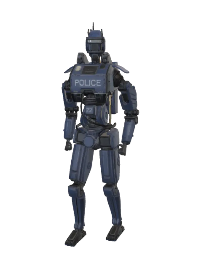 Blue Police Sentinel - Standoff 3D model, vytvořený pomocí AI