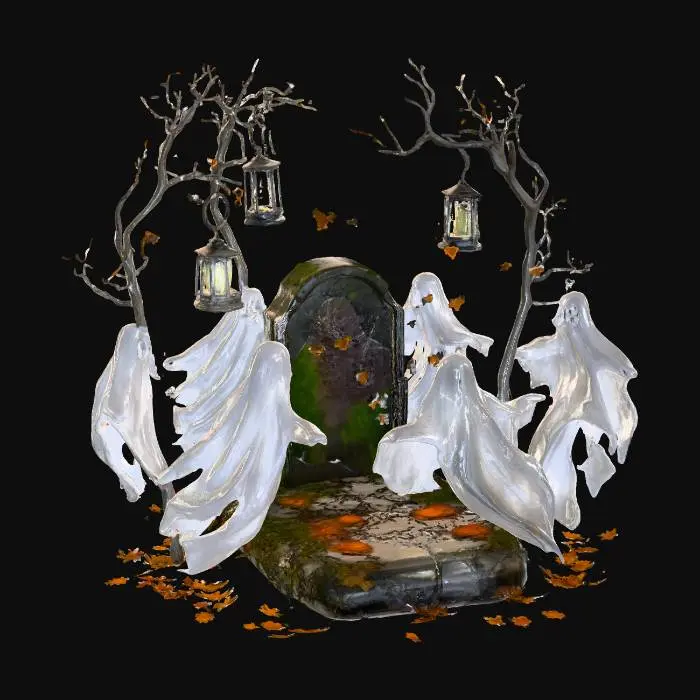 3D model for Ghosts Dancing Around a Grave
Transparent ghost figures swirling around a tombstone, fallen leaves rustling, old lanterns flickering., #Halloween2025#