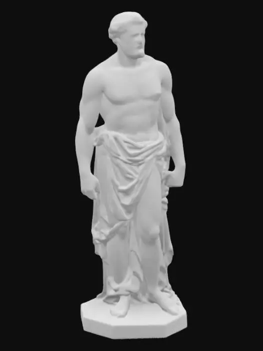 3D model for a cool marble statue of a bodybuilder. ancient roman statue. carved physique.