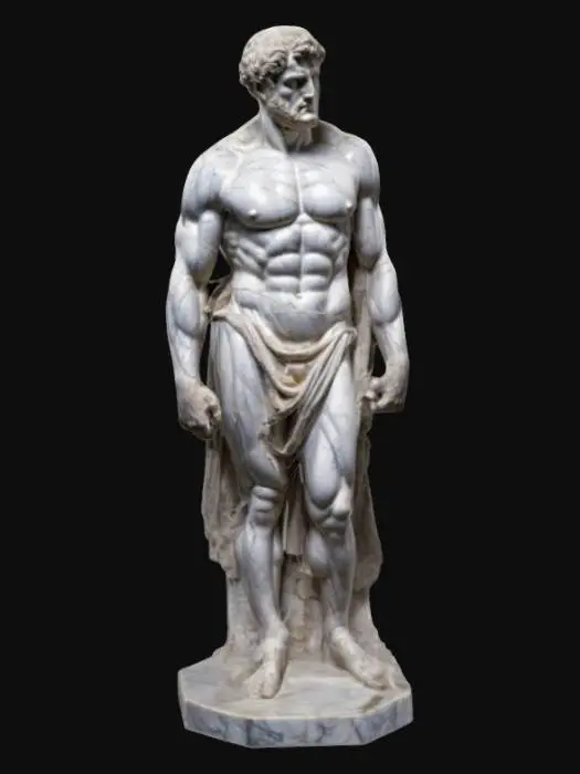 3D model for a cool marble statue of a bodybuilder. ancient roman statue. carved physique.