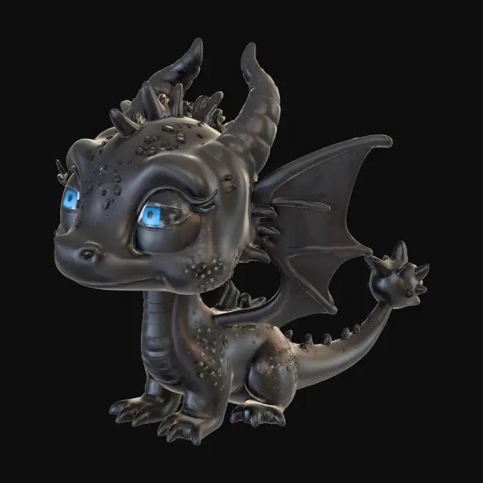 3D model for cute dragon with wings