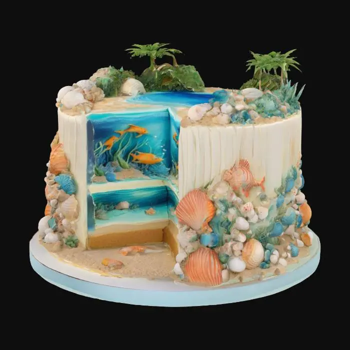 3D model for Tropical Oasis Cake