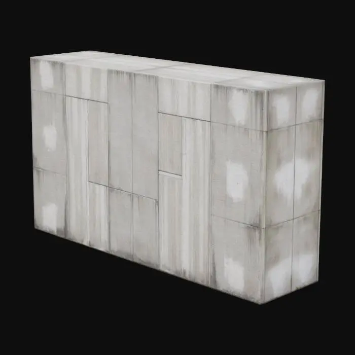 3D model for eine lange und hohe beton wand 