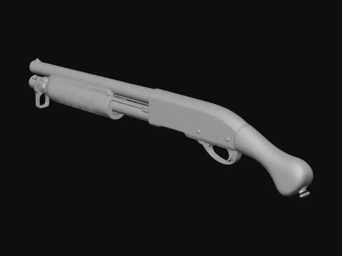 3D model for Pump-Action Shotgun with Wooden Stock