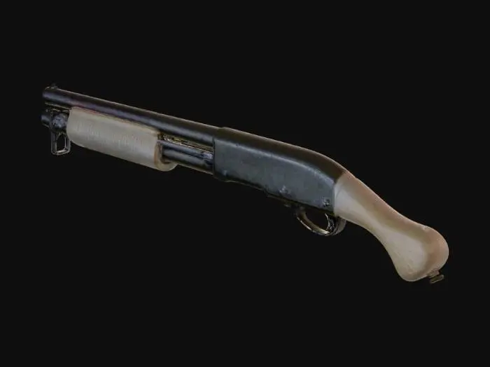 3D model for Pump-Action Shotgun with Wooden Stock