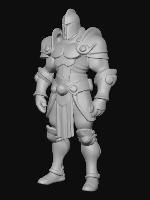 3D model for Stylized armored warrior miniature, resin printable, no base, high resolution, No helmet, Simple Armor